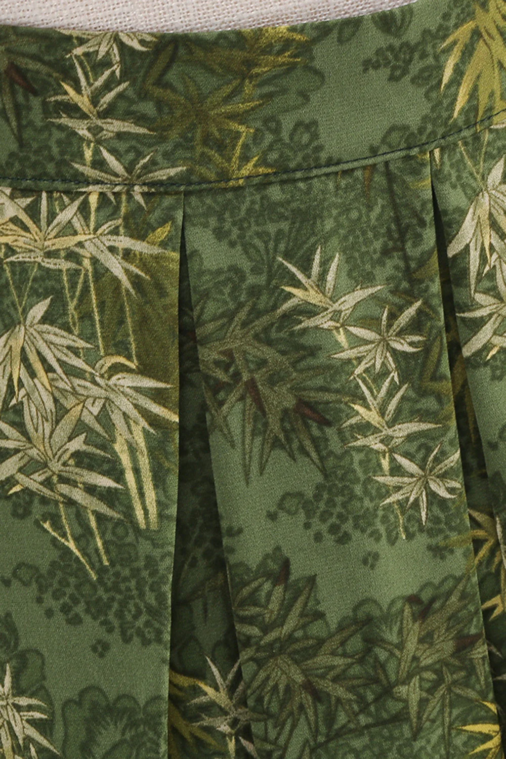 1950 Army Green Kwiatowa plisowana spódnica huśtawka - Image 5