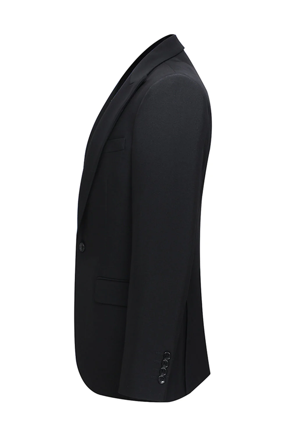 2-częściowe czarne garnitury męskie z klapami w kształcie szpiku slim fit - Image 4