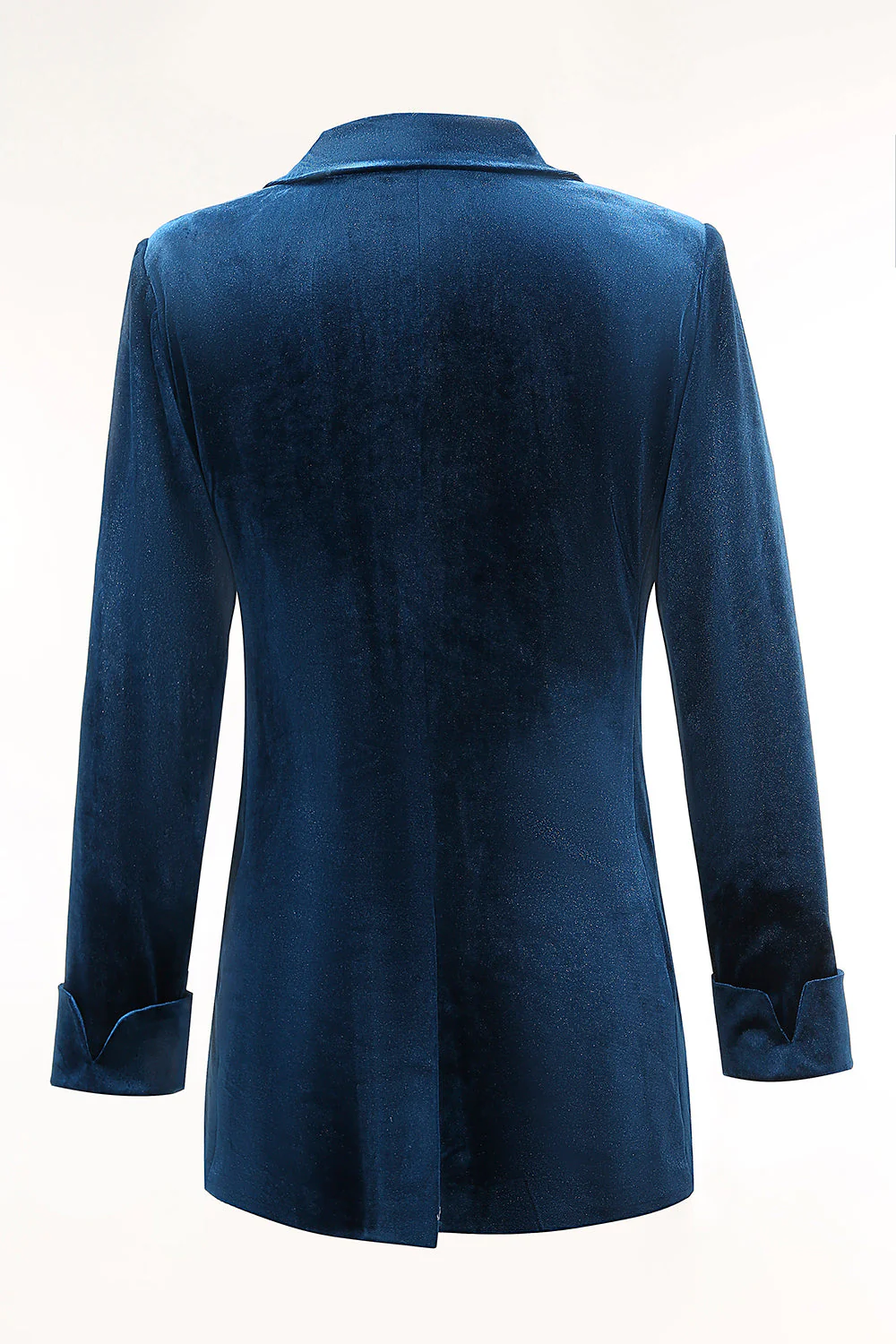 2-częściowe damskie garnitury damskie Peacock Blue Velvet z nacięciami - Image 5