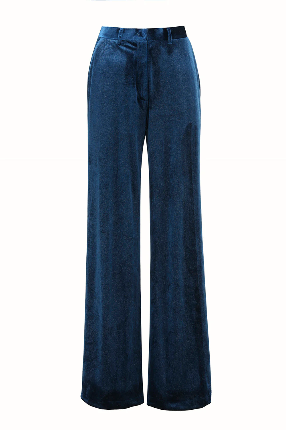 2-częściowe damskie garnitury damskie Peacock Blue Velvet z nacięciami - Image 7
