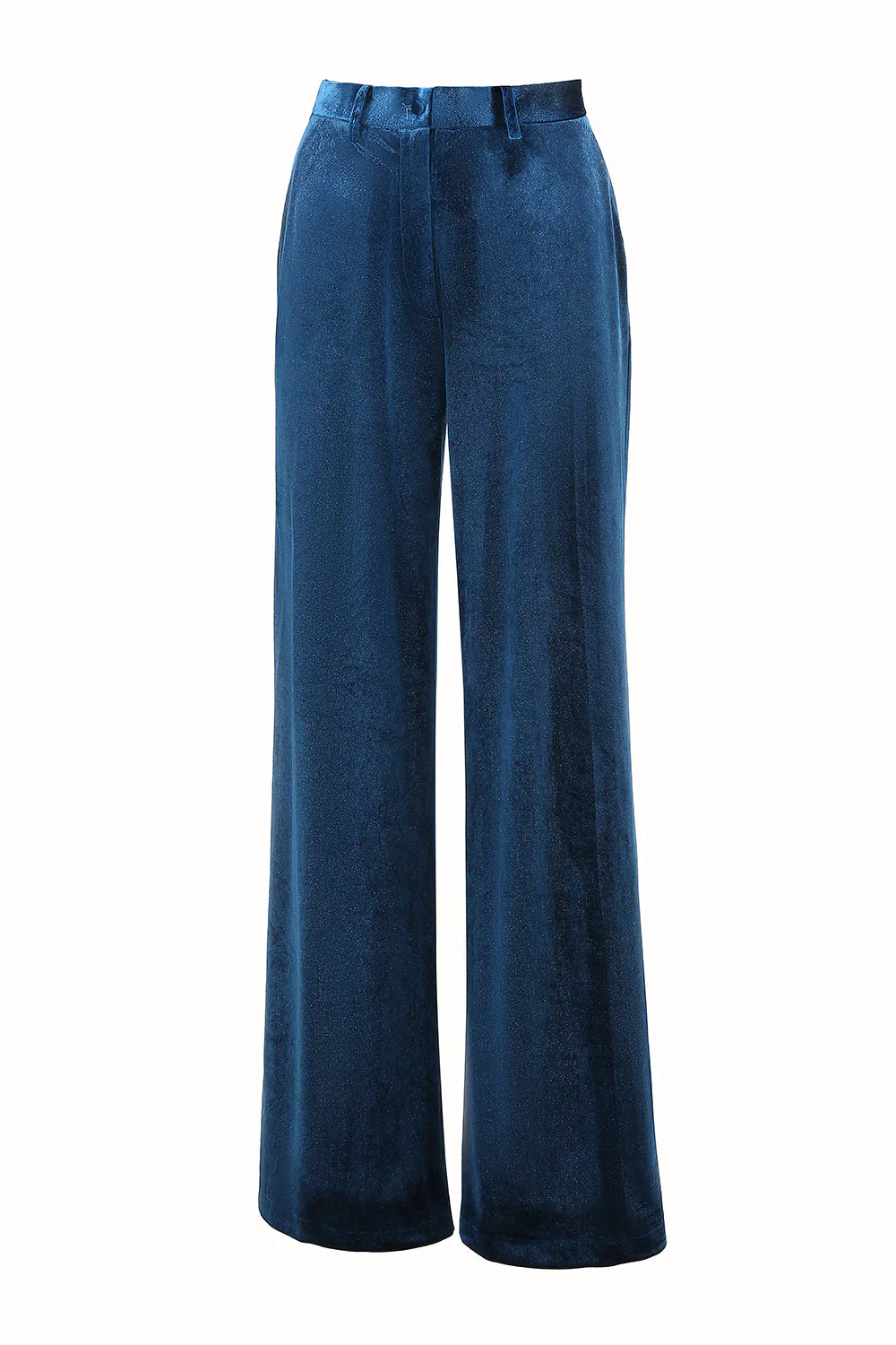 2-częściowe damskie garnitury damskie Peacock Blue Velvet z nacięciami - Image 9