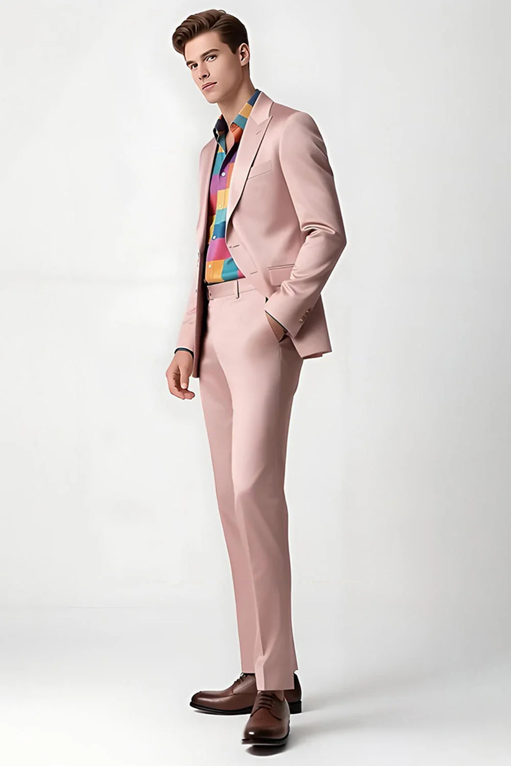 2-częściowe garnitury męskie Blush Peak Lapel - Image 3