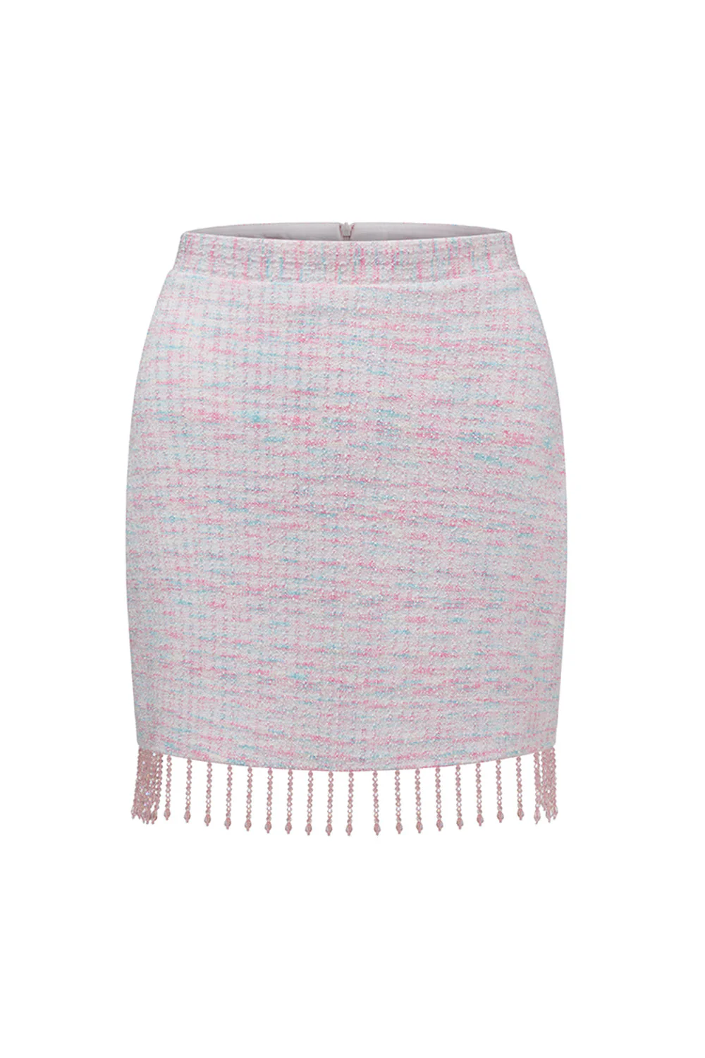 2-częściowe jasnoróżowe tweedowe stroje na powrót do domu z frędzlami - Image 7