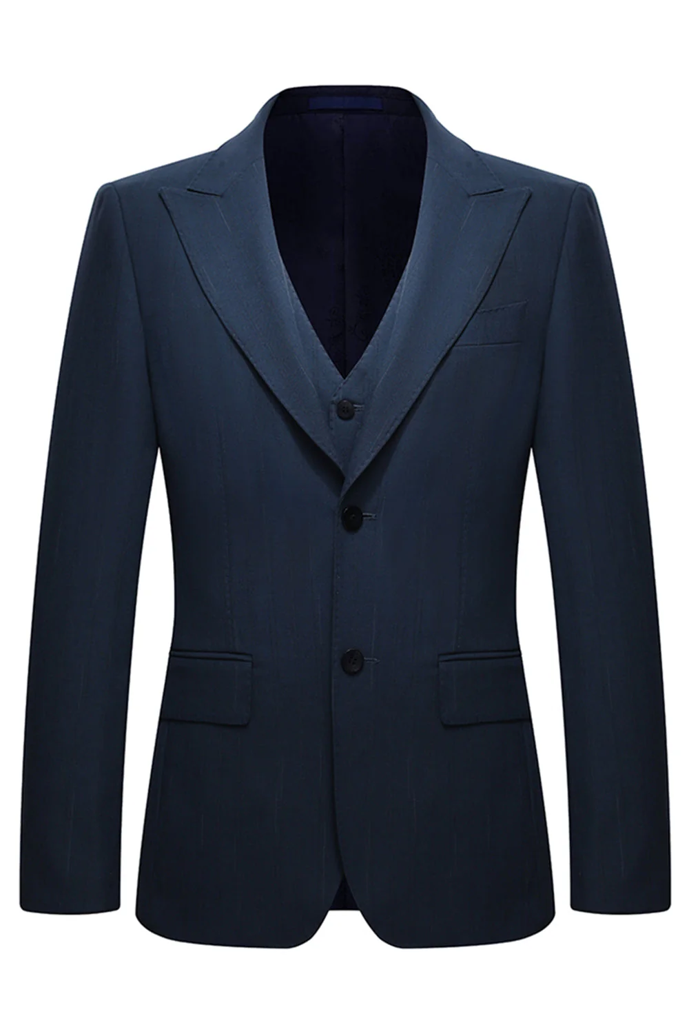 3-częściowe jednorzędowe męskie garnitury z klapami slim fit i klapami w szpiku - Image 2