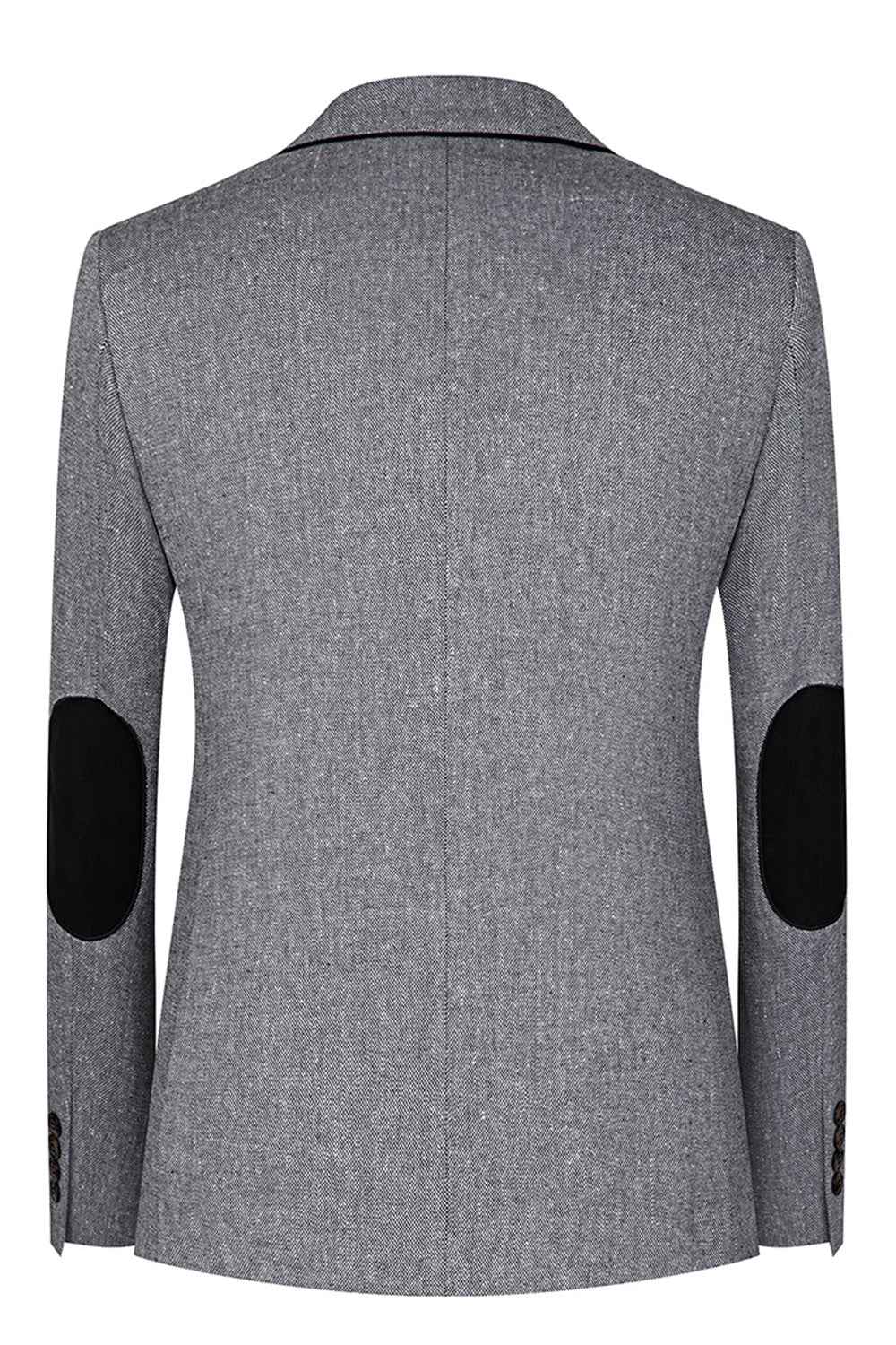 3-częściowe męskie szare garnitury z klapami slim fit z wyciętymi klapami - Image 3