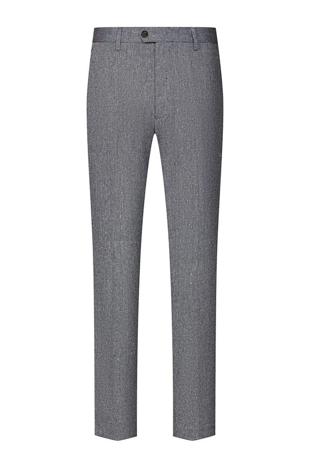 3-częściowe męskie szare garnitury z klapami slim fit z wyciętymi klapami - Image 5