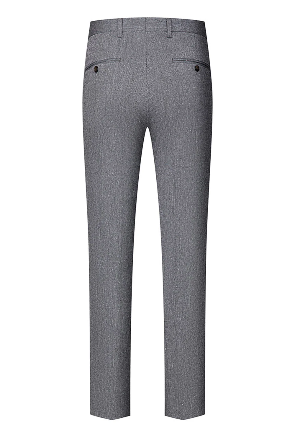 3-częściowe męskie szare garnitury z klapami slim fit z wyciętymi klapami - Image 6