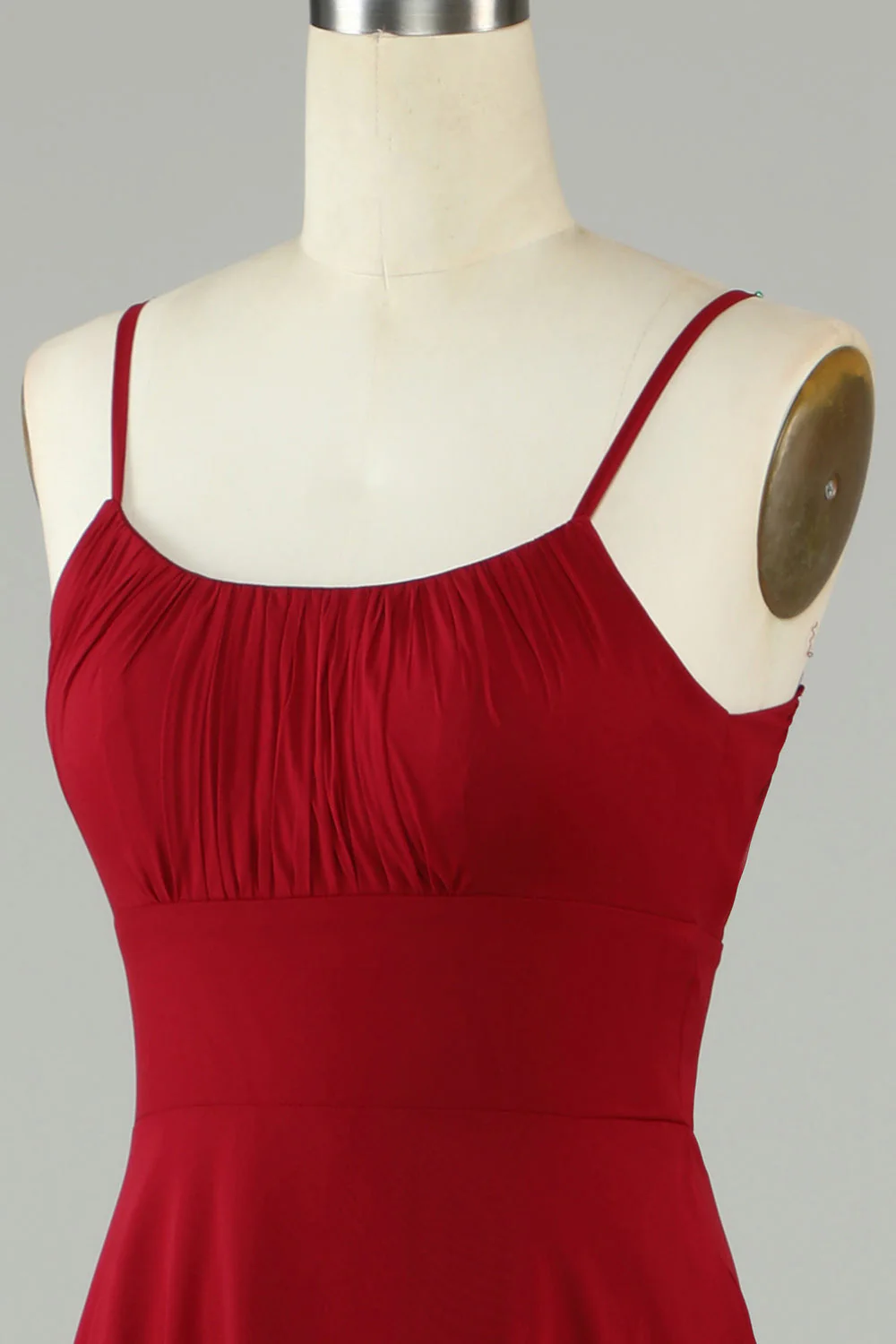 A-Line Spaghetti Straps Bordowa długa sukienka dla druhen - Image 6
