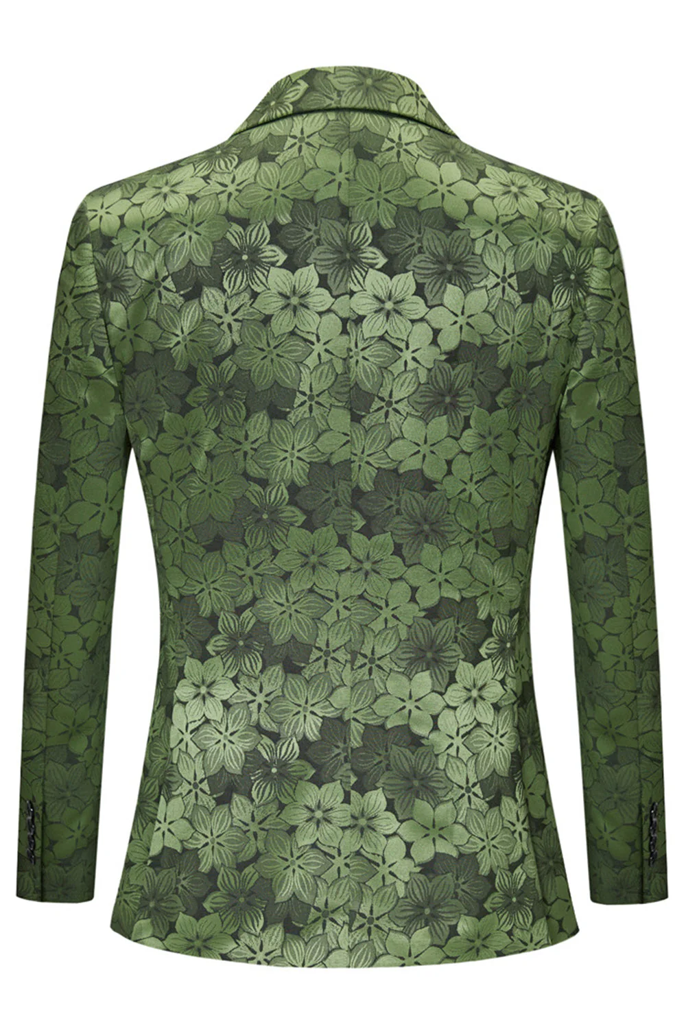 Army Green Peak Lapel 2-częściowy męski garnitur na studniówkę ze wzorem - Image 2