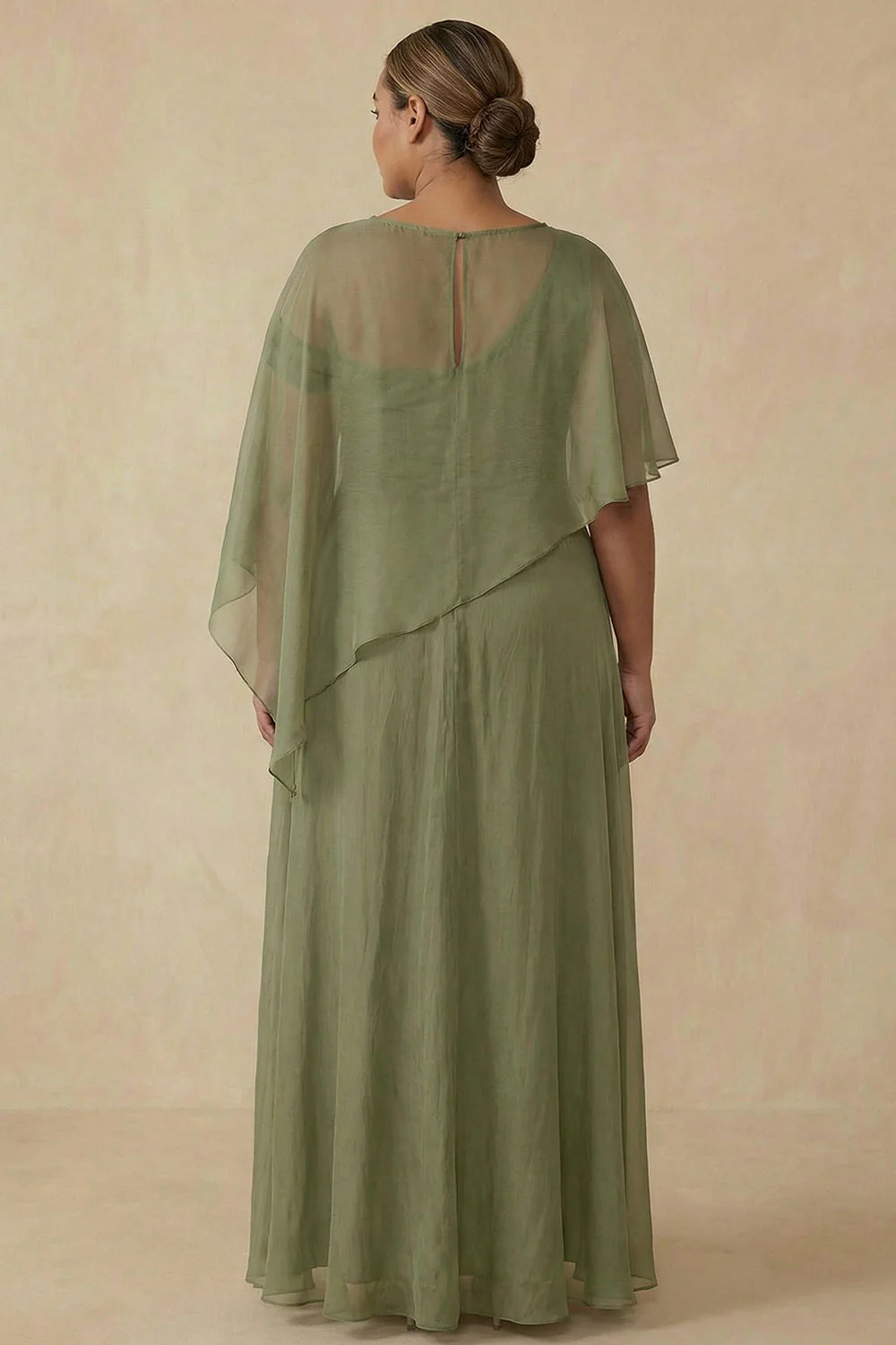 Asymetryczna sukienka matki panny młodej w stylu Dusty Sage A Line Plus size - Image 2