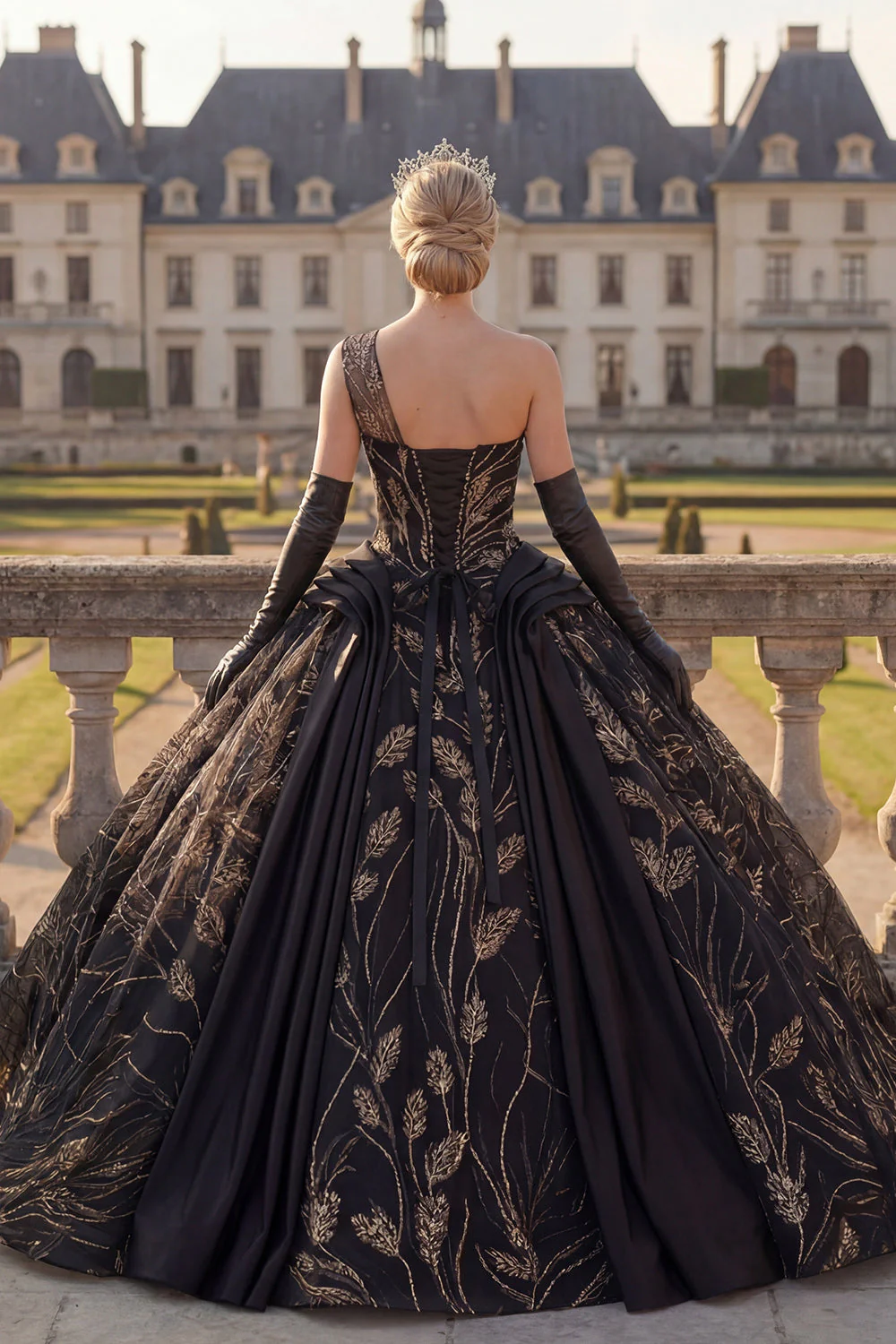 balowa suknia na jedno ramię, aplikowana z Quinceanera - Image 2