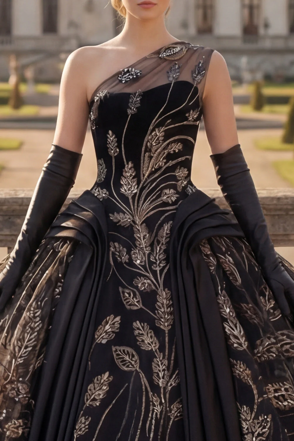 balowa suknia na jedno ramię, aplikowana z Quinceanera - Image 3