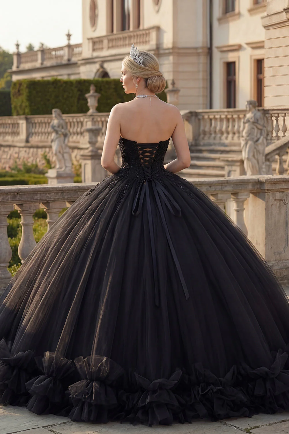 balowa suknia z dekoltem na ramię i brokatowa sukienka księżniczki z Quinceanera - Image 2