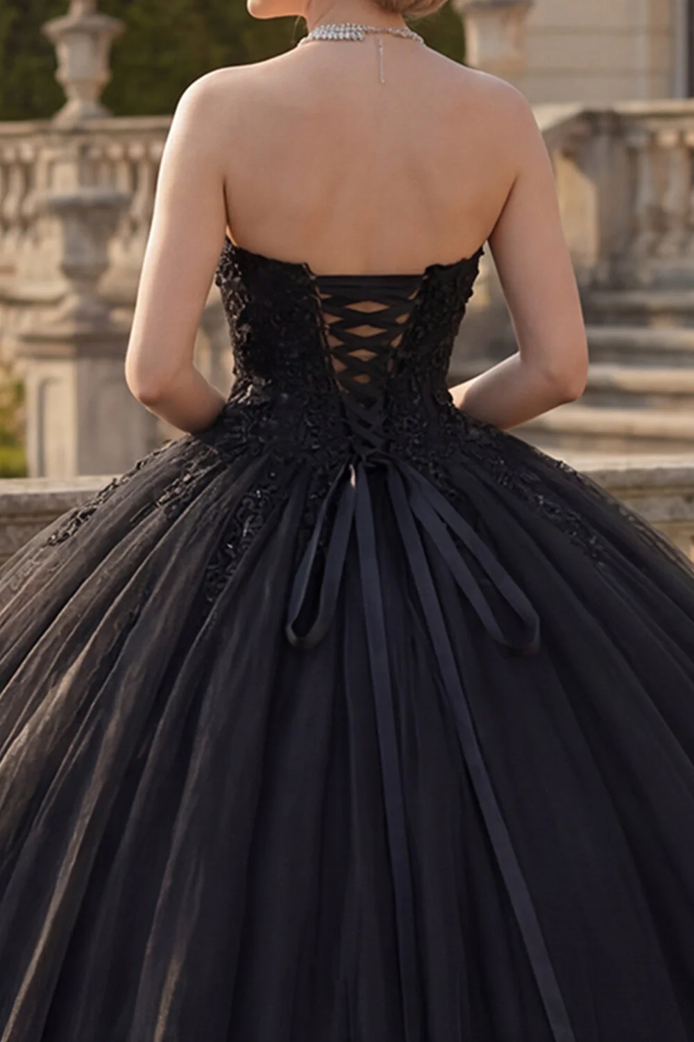 balowa suknia z dekoltem na ramię i brokatowa sukienka księżniczki z Quinceanera - Image 4