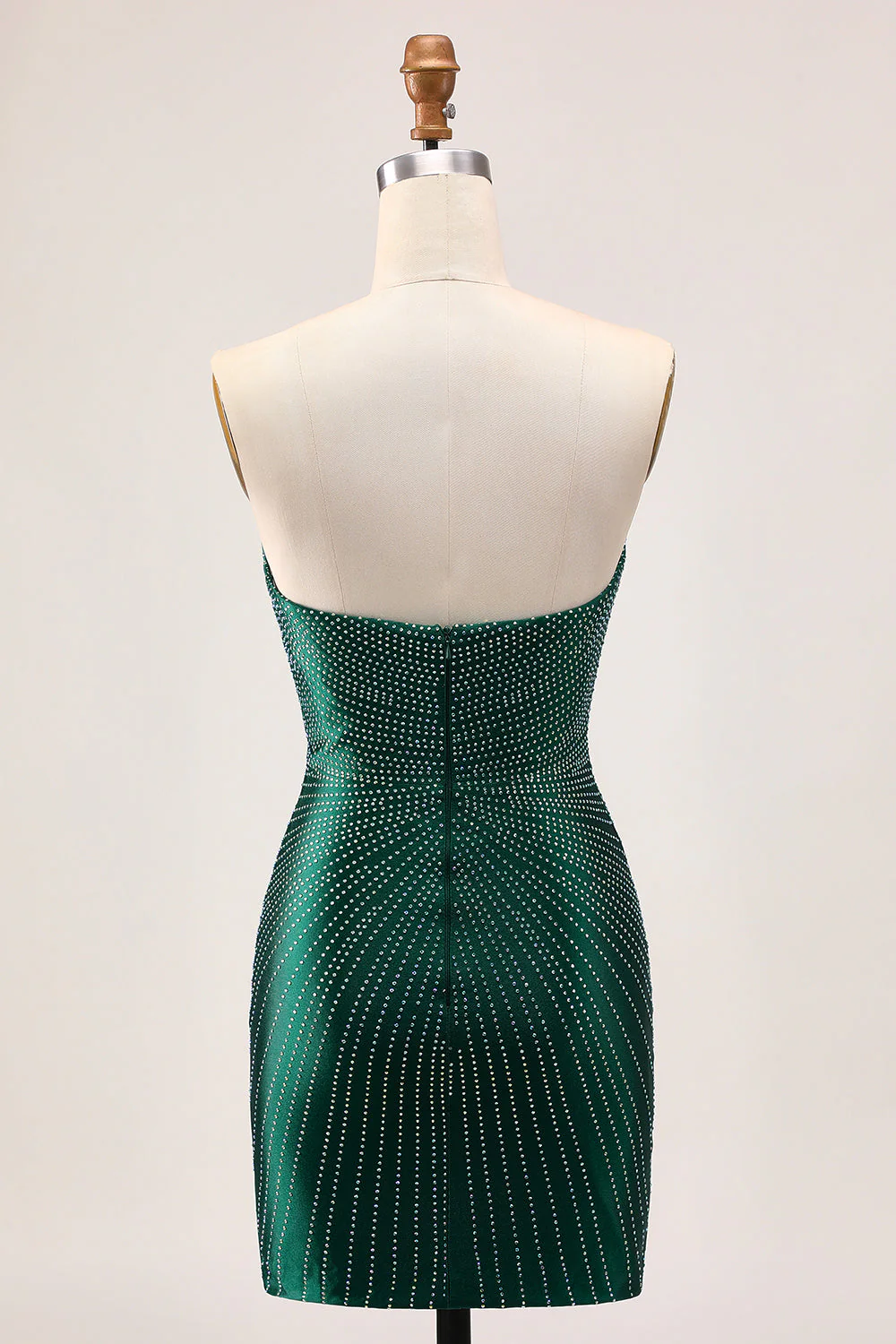Bez ramiączek błyszcząca ciemnozielona sukienka bodycon na powrót do domu - Image 2