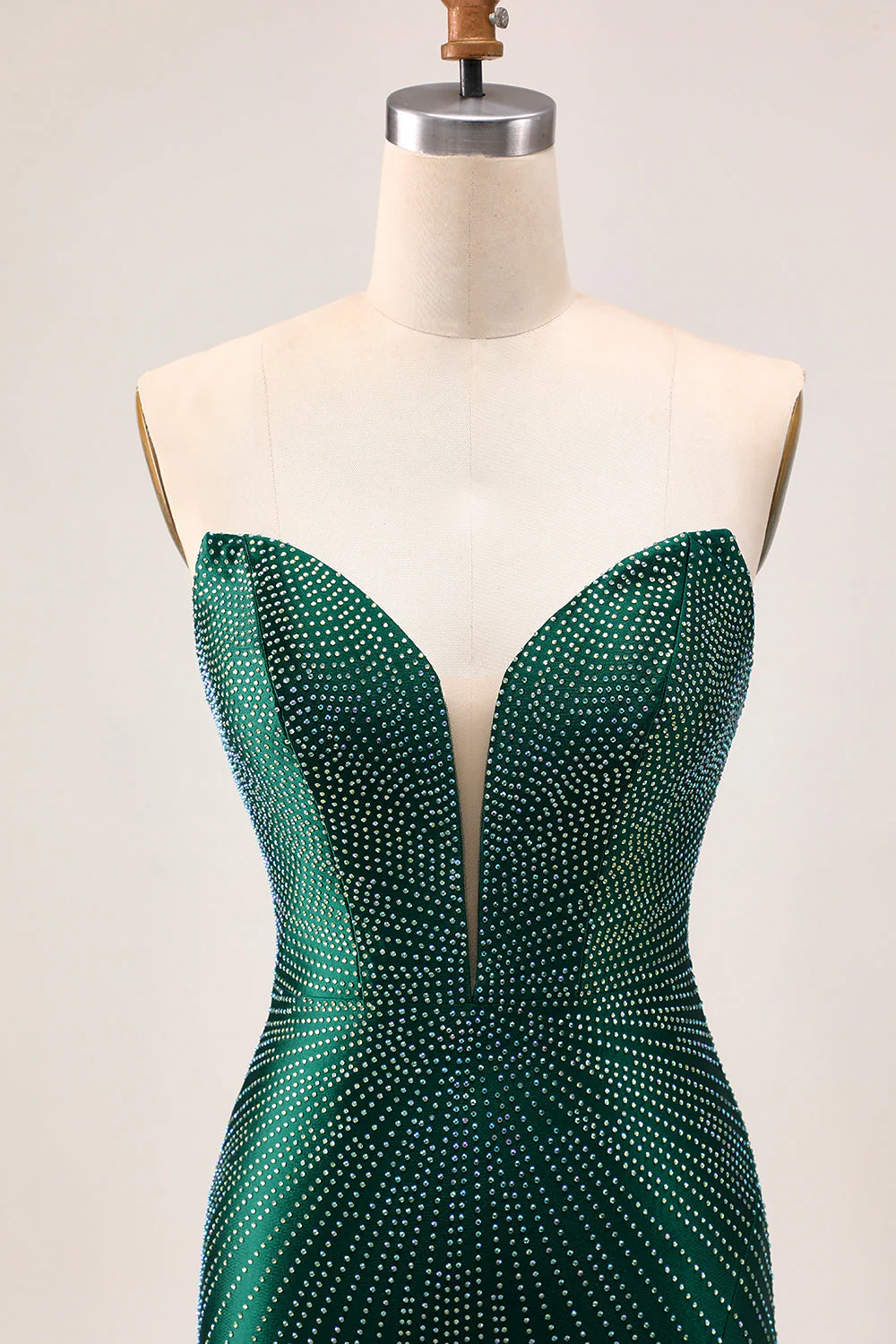 Bez ramiączek błyszcząca ciemnozielona sukienka bodycon na powrót do domu - Image 6