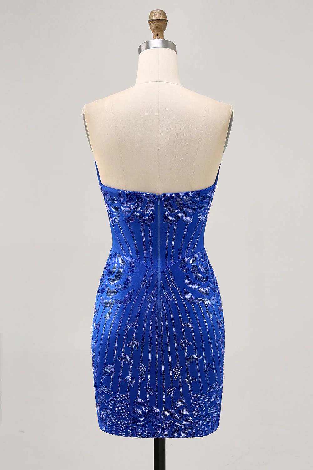Bez ramiączek Królewska Niebieska Zroszona Bodycon Krótka Sukienka Na Powrót Do Domu - Image 2