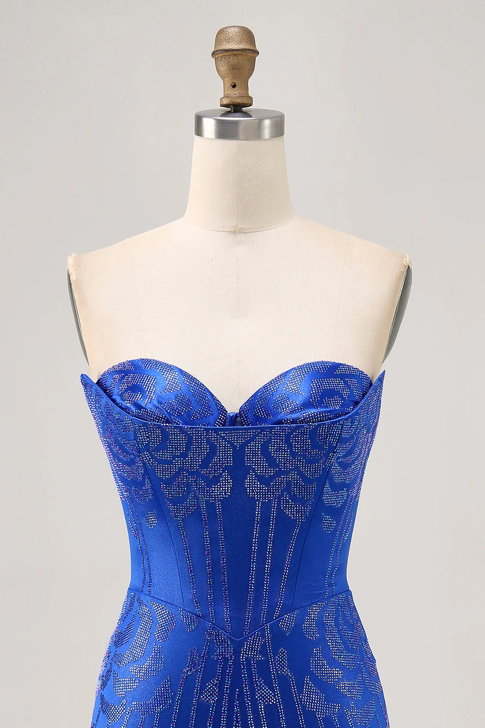 Bez ramiączek Królewska Niebieska Zroszona Bodycon Krótka Sukienka Na Powrót Do Domu - Image 4