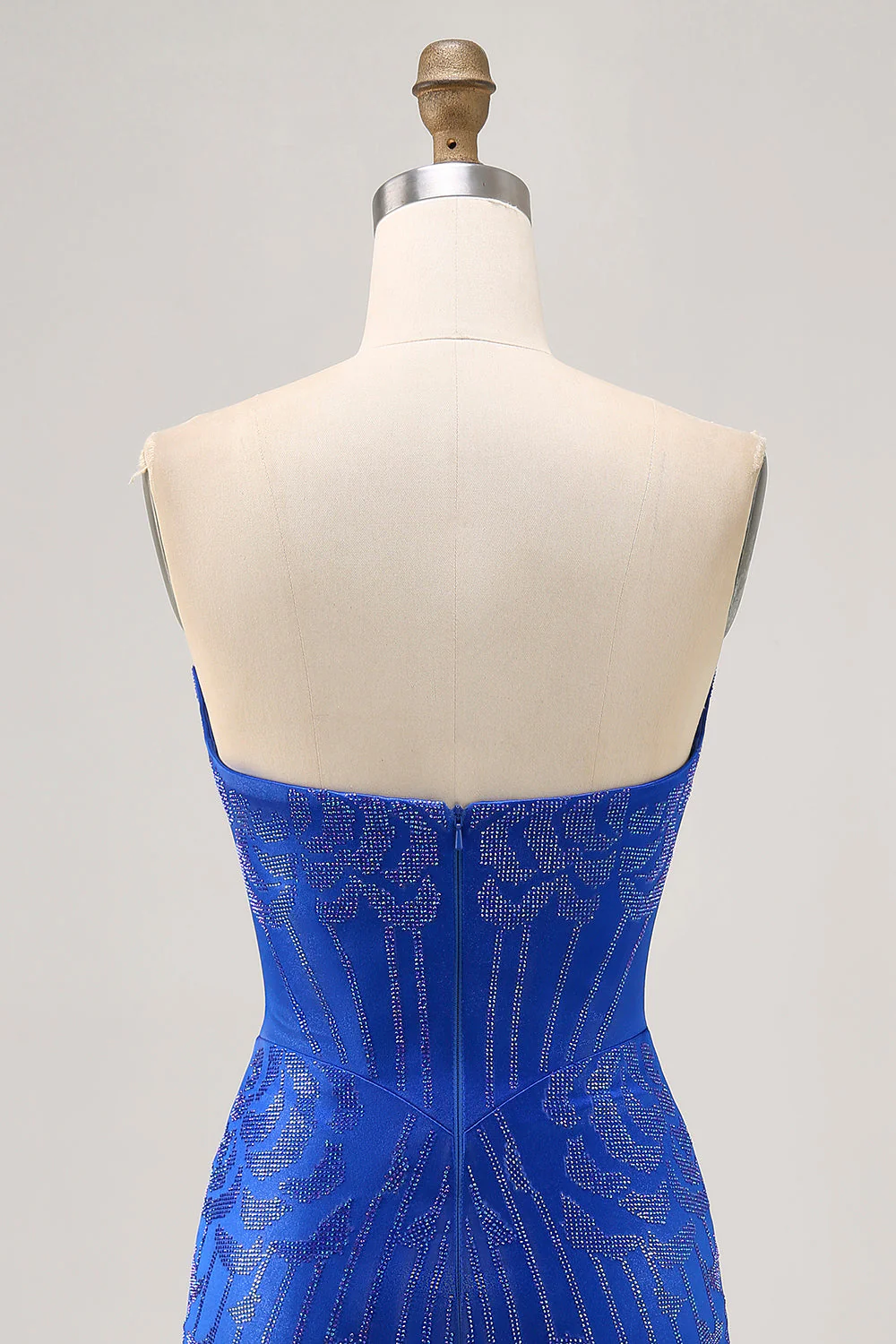 Bez ramiączek Królewska Niebieska Zroszona Bodycon Krótka Sukienka Na Powrót Do Domu - Image 5