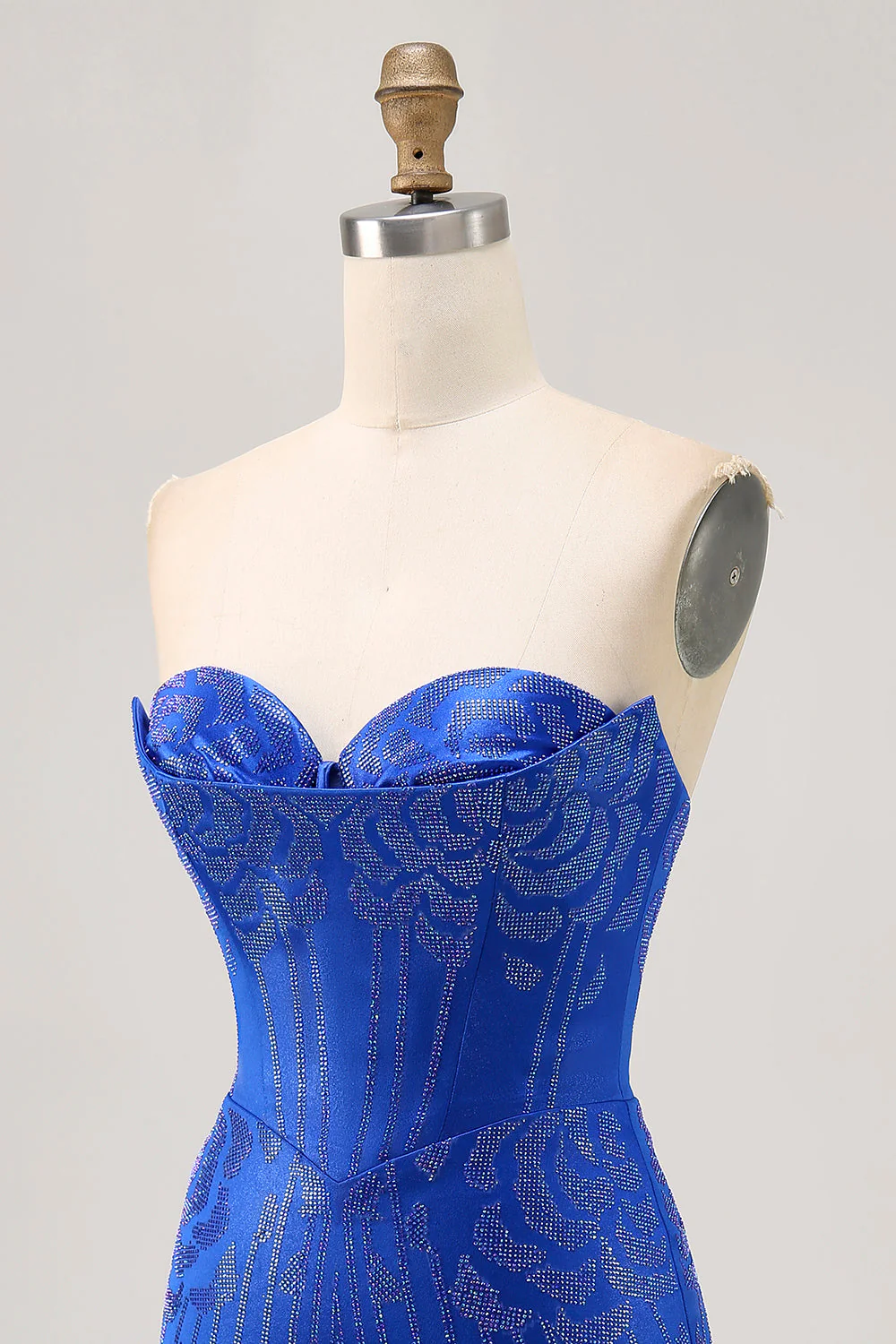 Bez ramiączek Królewska Niebieska Zroszona Bodycon Krótka Sukienka Na Powrót Do Domu - Image 6