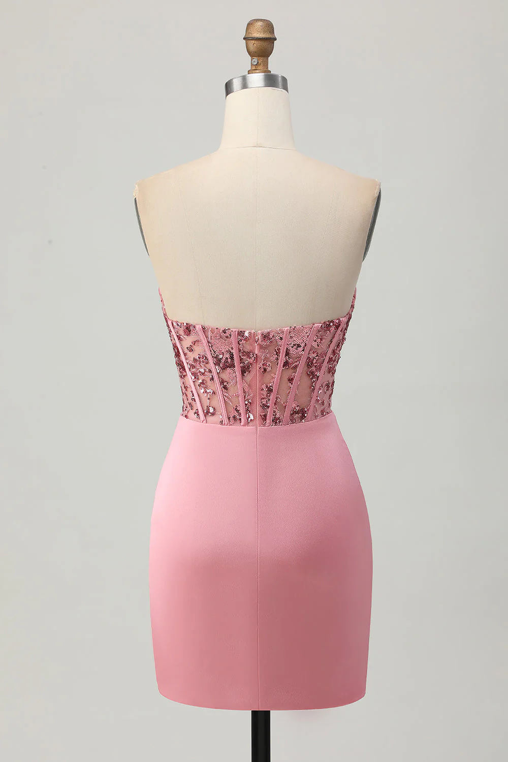 Bez ramiączek Róż Gorset Cekiny Bodycon Sukienka Powrót Do Domu - Image 2