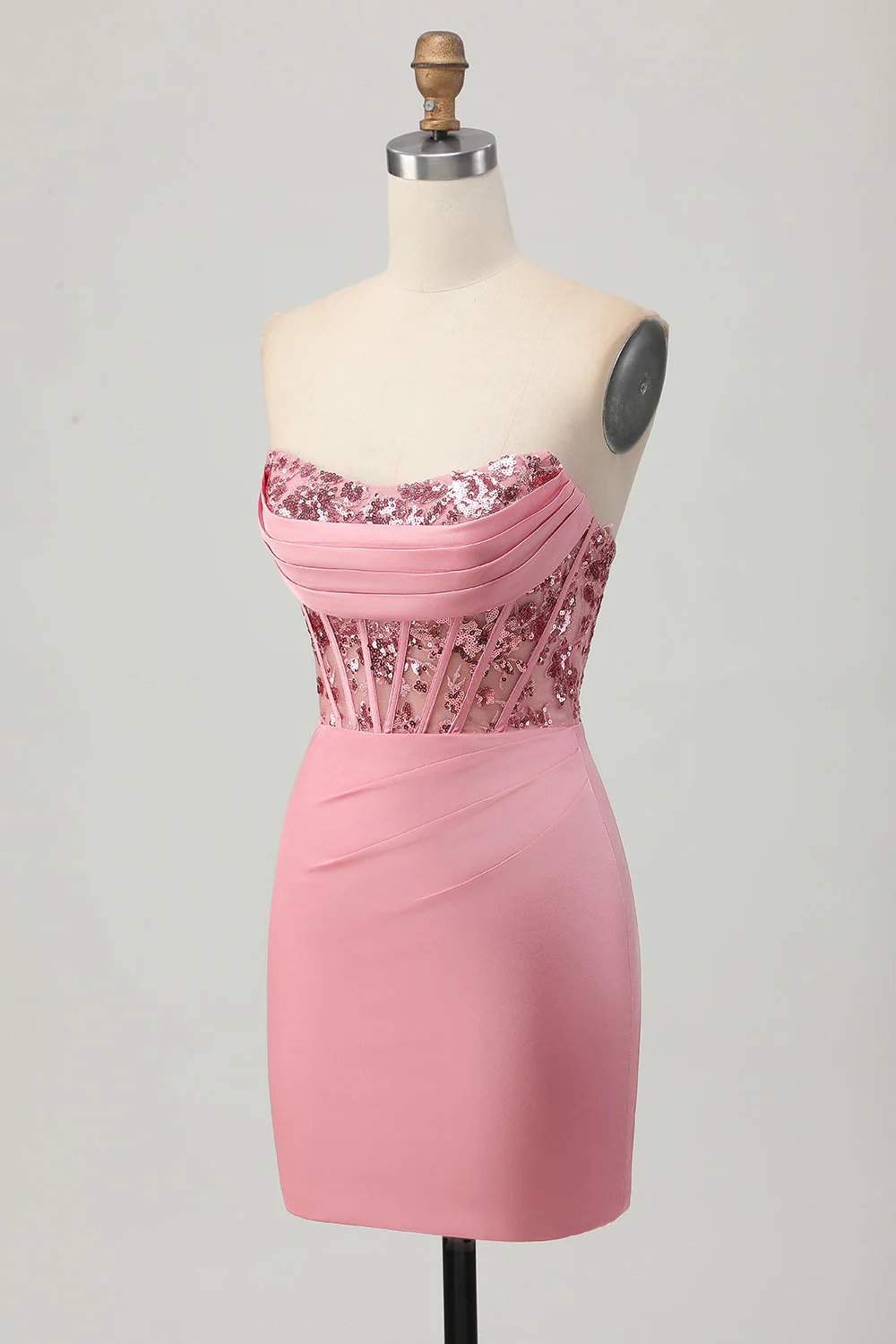 Bez ramiączek Róż Gorset Cekiny Bodycon Sukienka Powrót Do Domu - Image 3