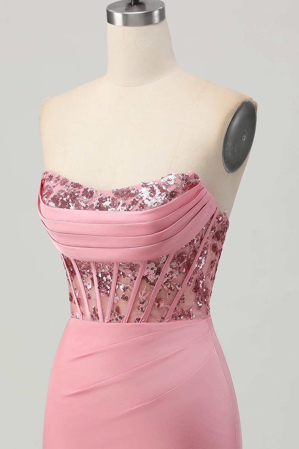 Bez ramiączek Róż Gorset Cekiny Bodycon Sukienka Powrót Do Domu - Image 6