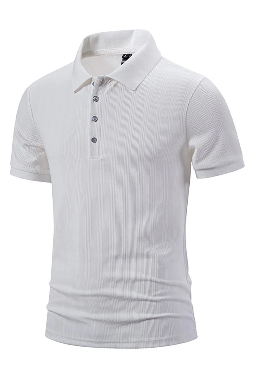 Biała bawełniana koszulka polo z krótkimi rękawami Slim Fit - Image 3