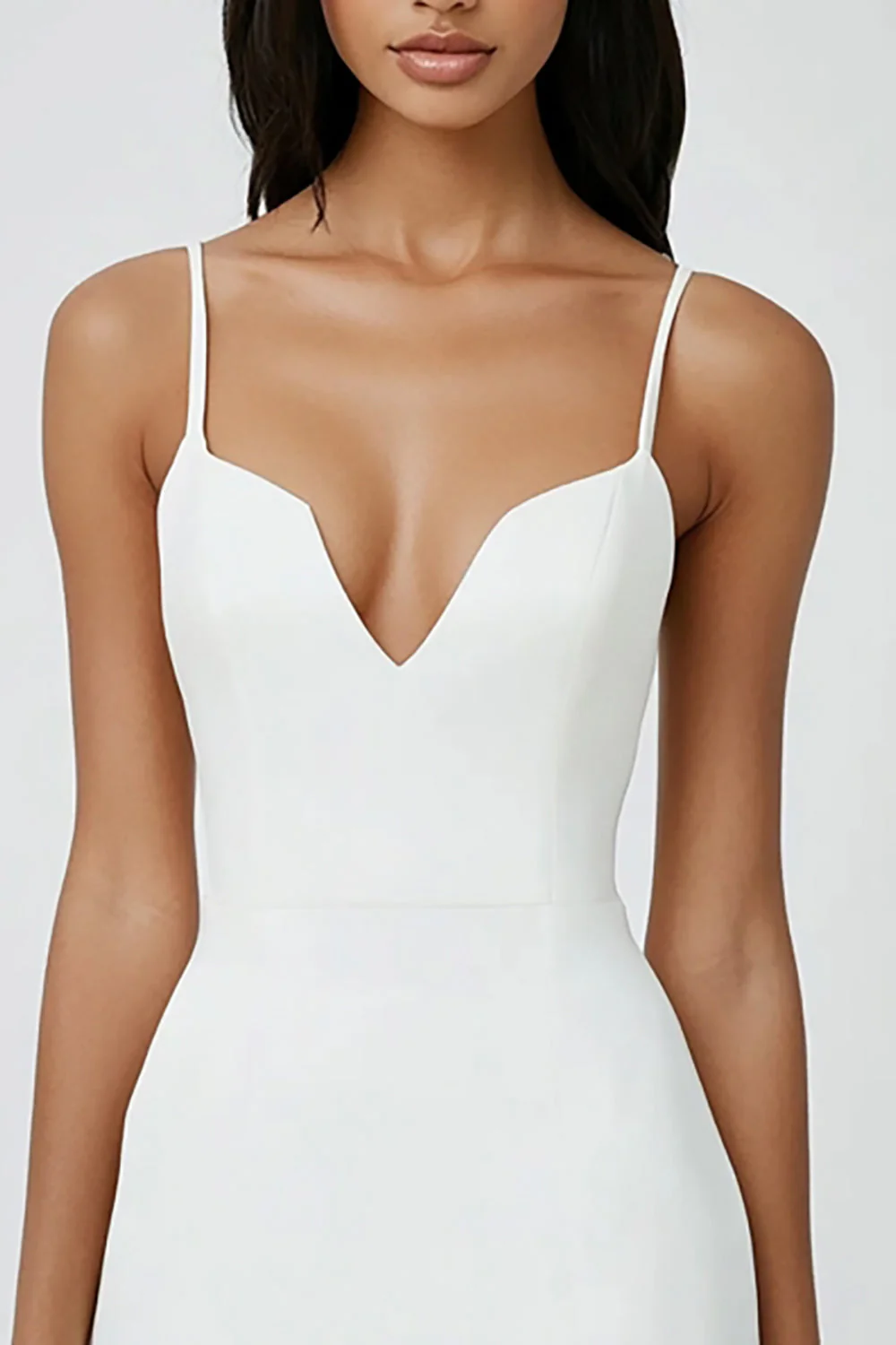 Biała sukienka na ramiączka spaghetti bodycon - Image 2