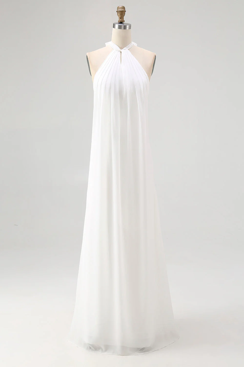 Biała sukienka plażowa z halter chiffon plus size, długa boho plażowa sukienka - Image 4