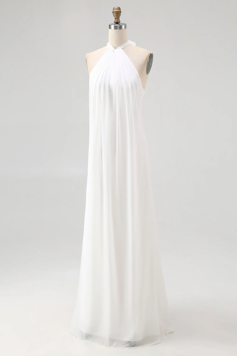 Biała sukienka plażowa z halter chiffon plus size, długa boho plażowa sukienka - Image 6