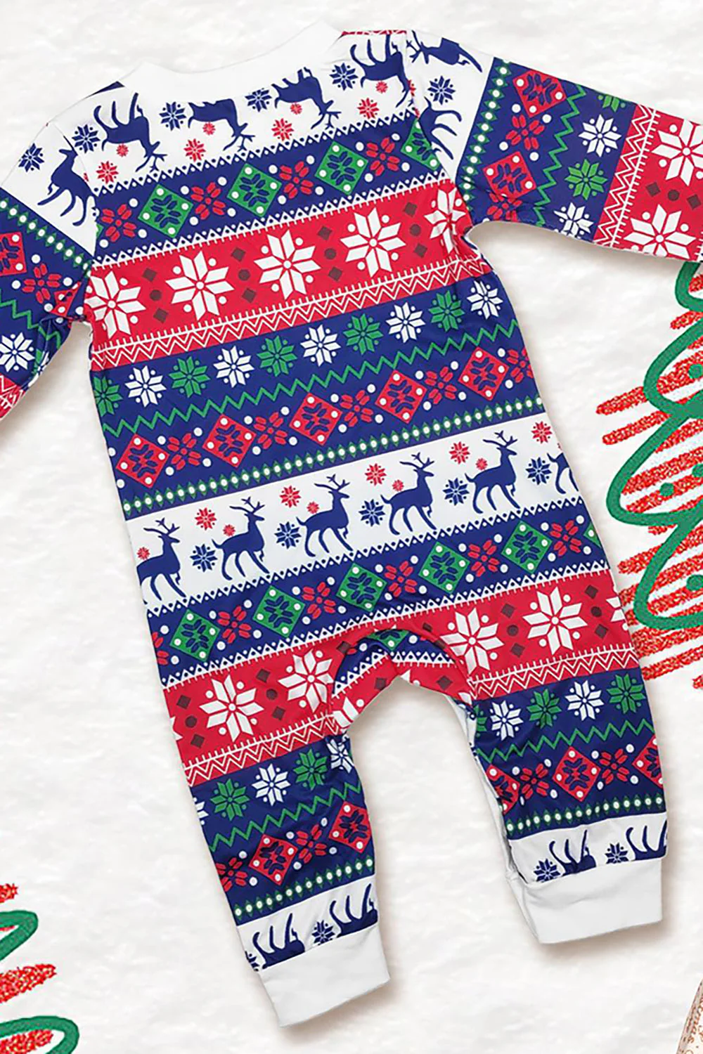 Biało-niebieski jeleń Snowflake Pattern Świąteczny rodzinny zestaw piżam - Image 16