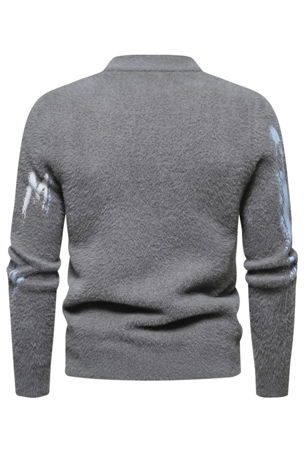 Biały męski sweter z okrągłym dekoltem Slim Fit - Image 8