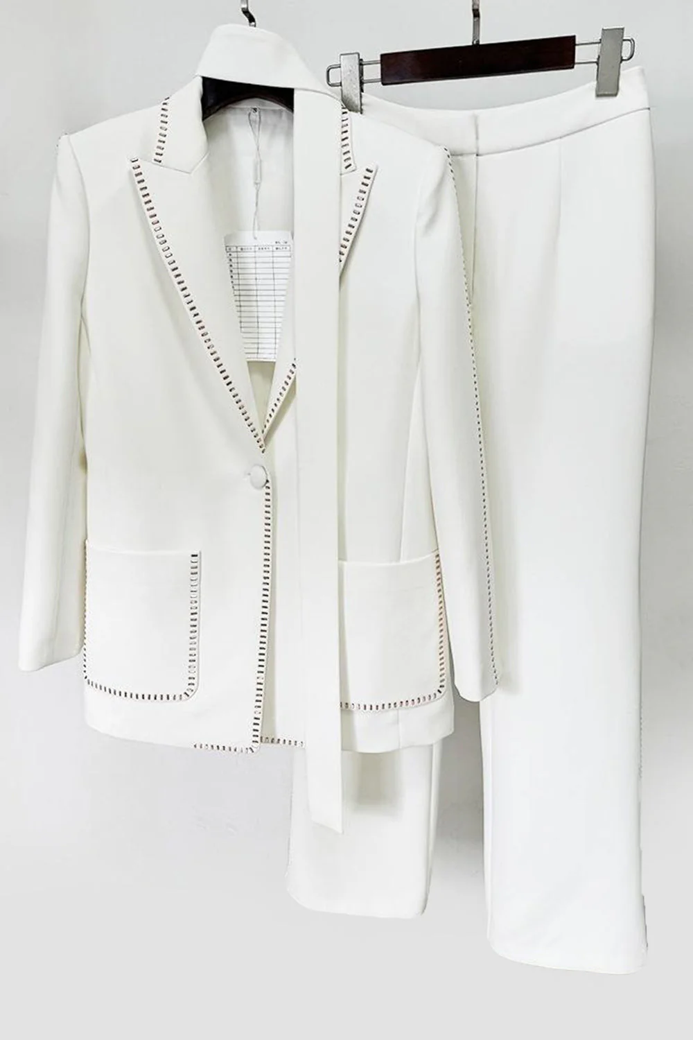 Biały Szalik Peak Lapel 2 Sztuki Damskie Garnitury - Image 2
