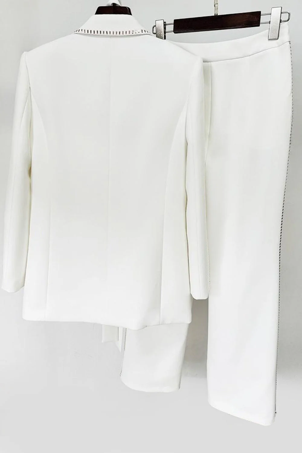 Biały Szalik Peak Lapel 2 Sztuki Damskie Garnitury - Image 3