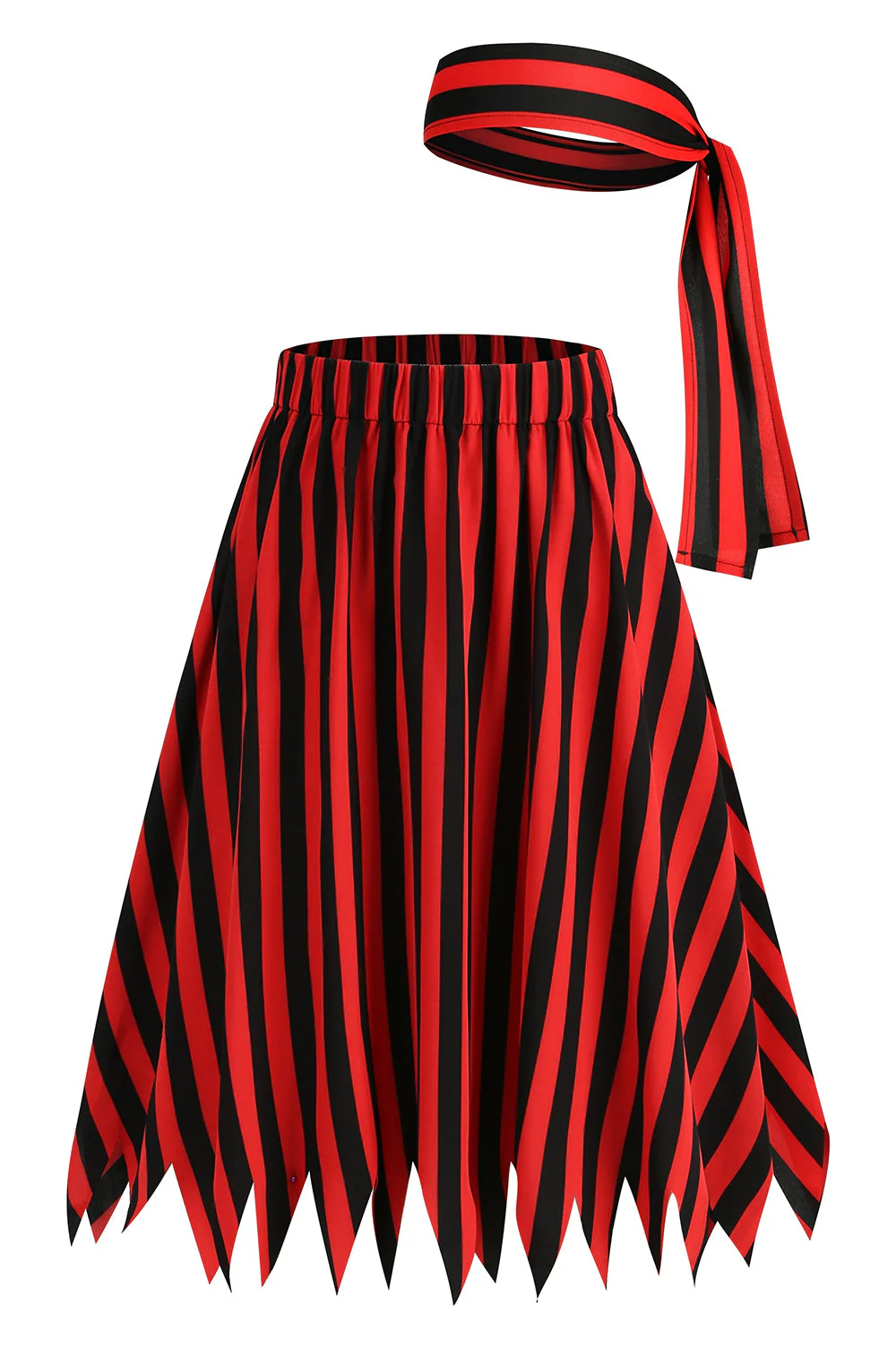 Blok Kolorów W Paski Z Nadrukiem Casual Novelty Pirate Costume Spódnica - Image 4