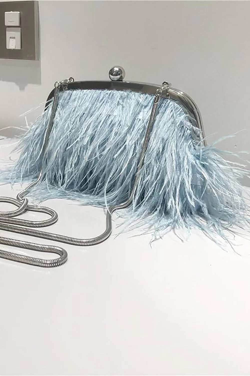Blue Tassel Pearl Evening Party Clutch Bag - Image 2
