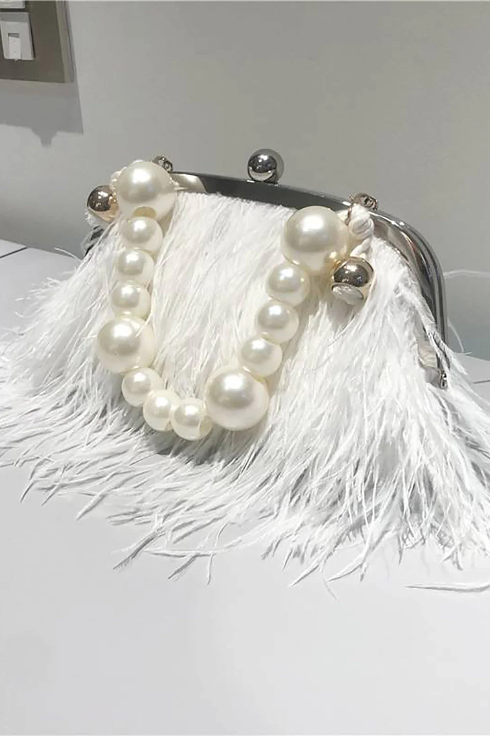 Blue Tassel Pearl Evening Party Clutch Bag - Image 5