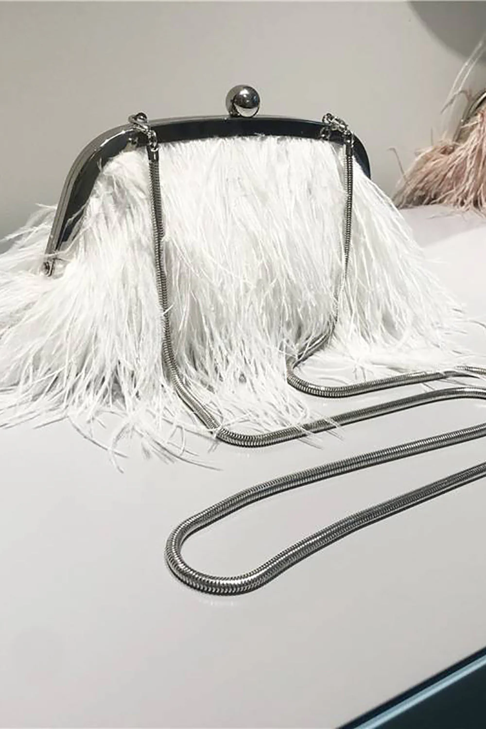 Blue Tassel Pearl Evening Party Clutch Bag - Image 6