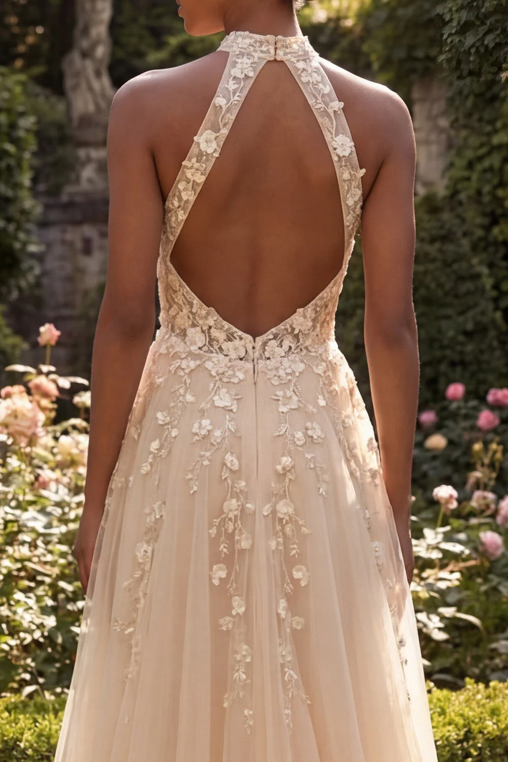 Blush A Line Gorset 3D Flowers Tiul długa sukienka balowa z rozcięciem - Image 4