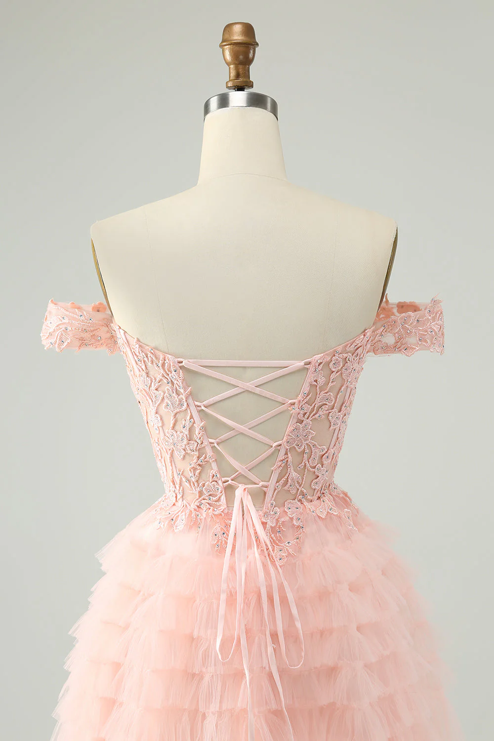 Blush A Line Off The Shoulder Gorset Krótka tiulowa sukienka na powrót do domu - Image 5