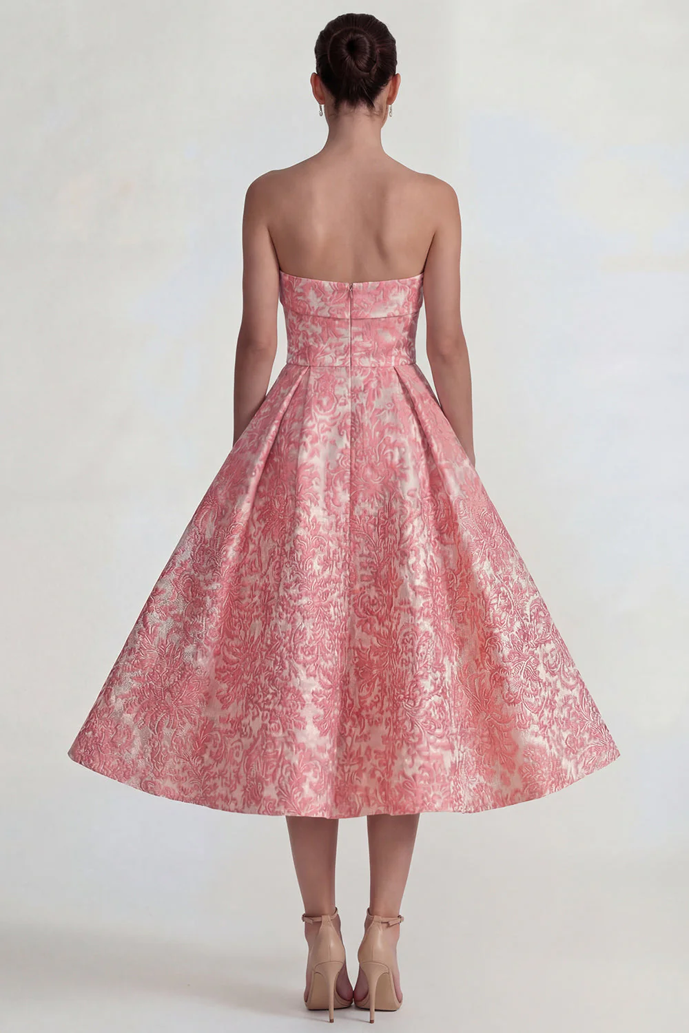 Blush Jacquard bez ramiączek A Line sukienka midi - Image 2