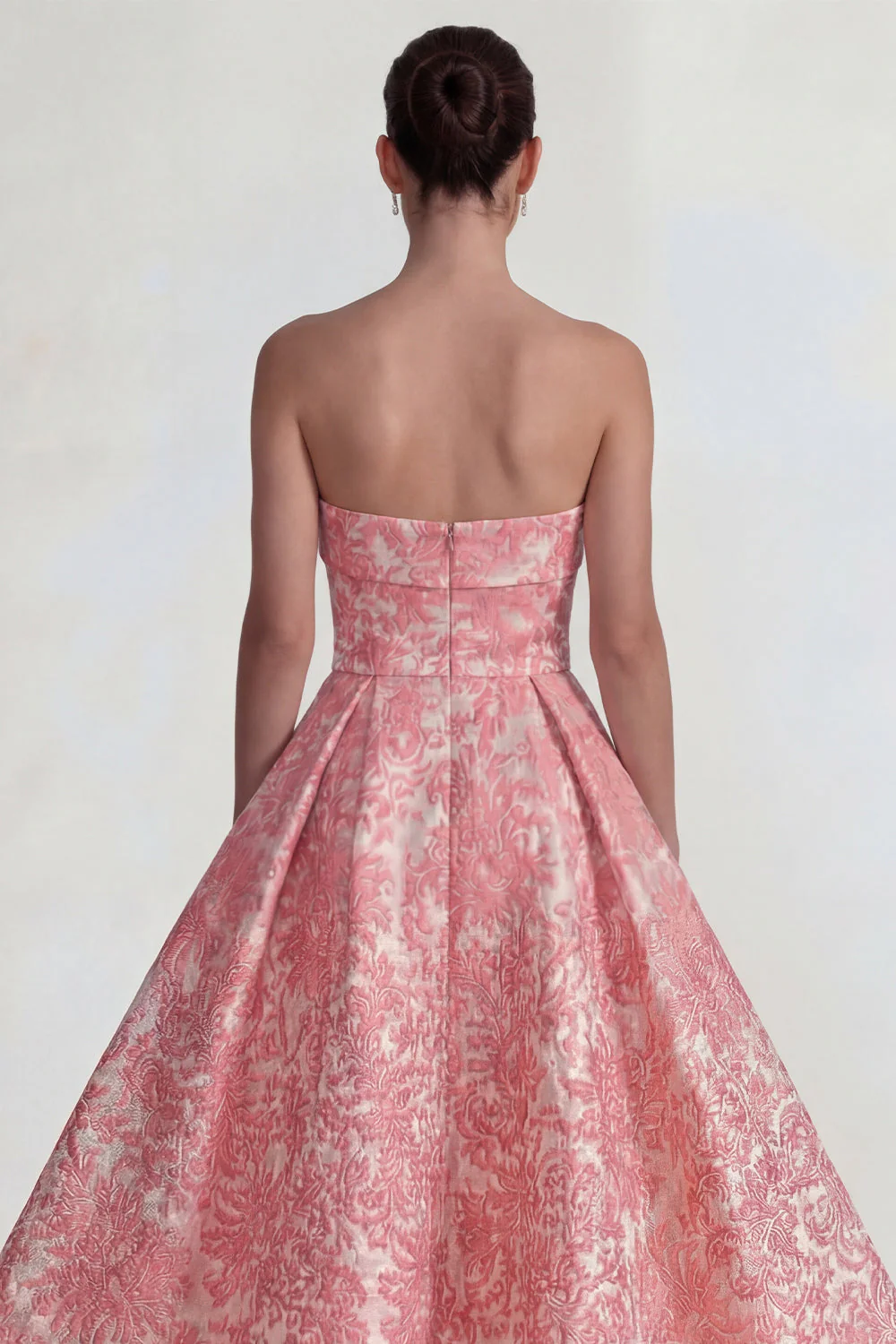 Blush Jacquard bez ramiączek A Line sukienka midi - Image 4