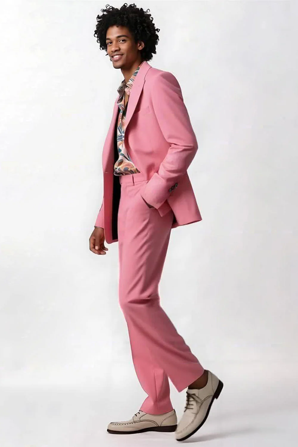 Blush Peak Lapel 2-częściowe jednorzędowe męskie garnitury balowe - Image 3