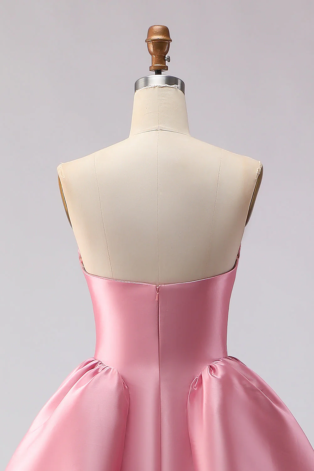 Blush Pink A Line Sweetheart satynowa długa sukienka na bal balowy z usztywnionym gorsetem i pełną spódnicą - Image 4