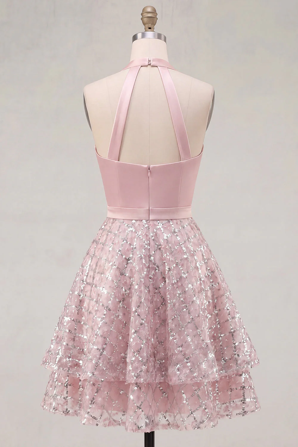 Blush satynowa kroja A, cekiny z falszowanymi cekinami i suknią na bal - Image 2