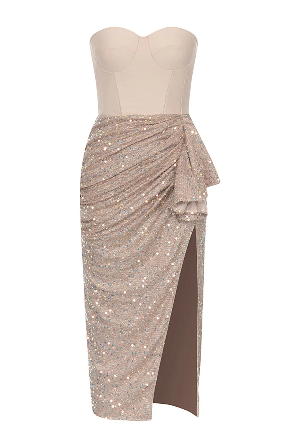 Blush Sweetheart Bodycon Sparkly Cocktail Dress Z rozcięciem - Image 6