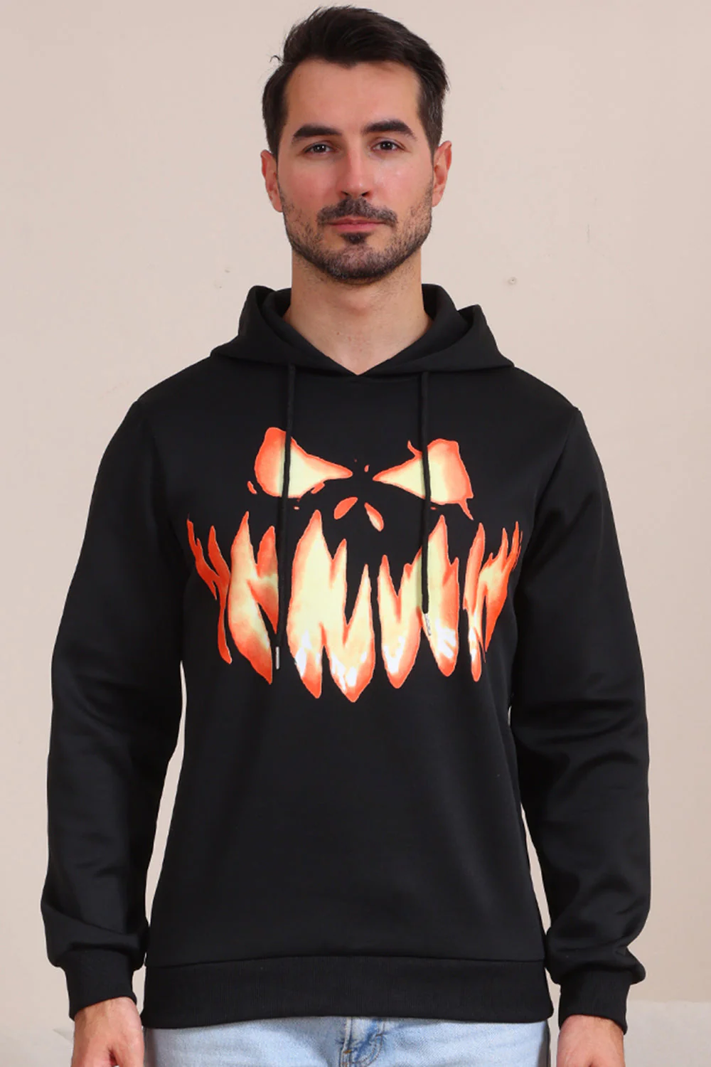Rodzinna Bluza Z Kapturem Z Nadrukiem Czarnego Diabła I Dyni Na Halloween - Image 2