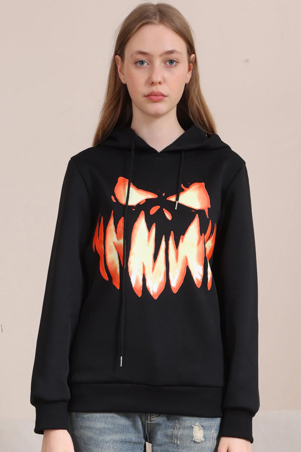 Rodzinna Bluza Z Kapturem Z Nadrukiem Czarnego Diabła I Dyni Na Halloween - Image 7