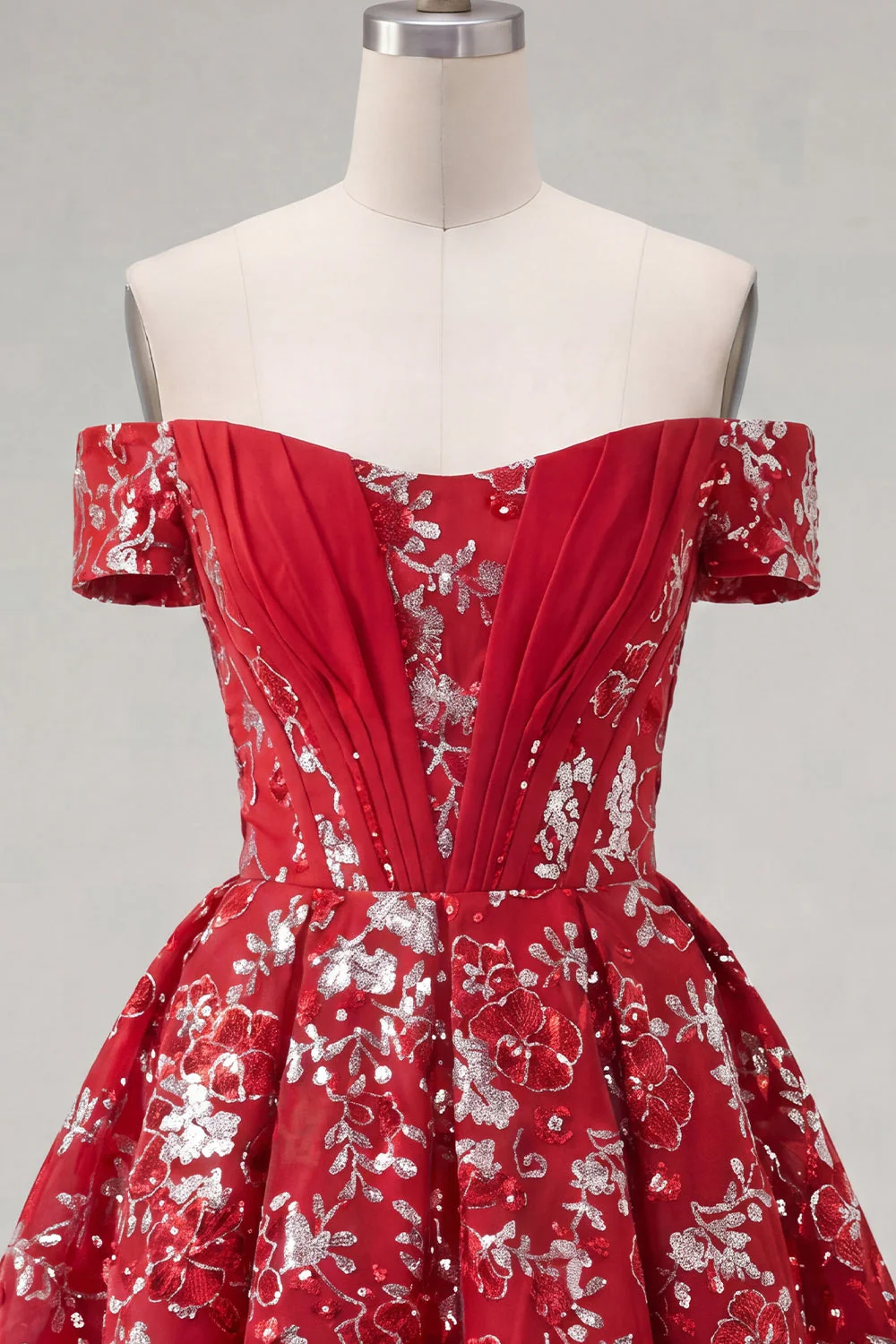 Błyszcząca czerwona sukienka na bal A Line Short Corset Homecoming z koralikami - Image 7
